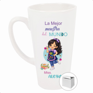 Taza blanca cónica de 17oz, con caja